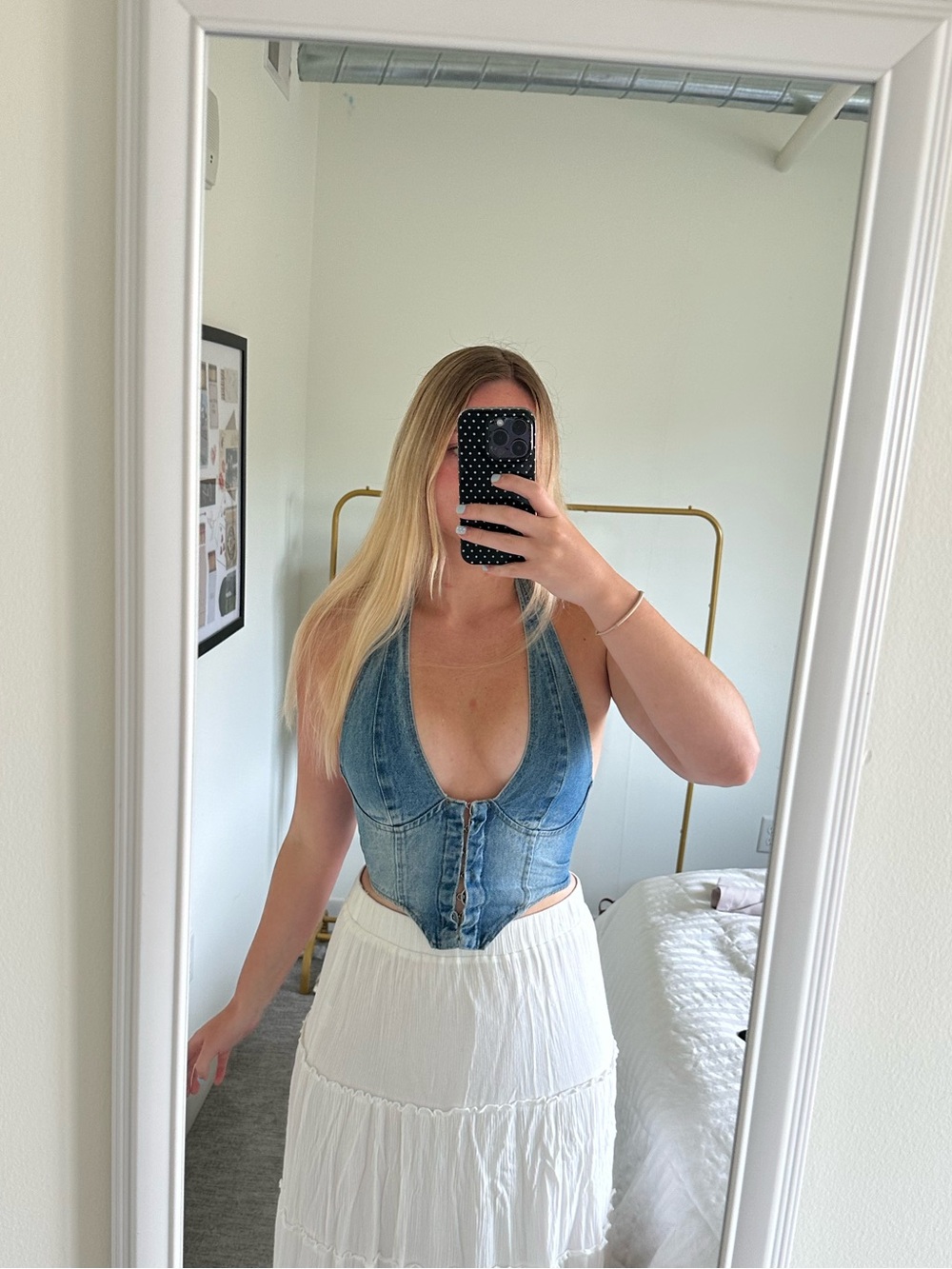 Denim Halter Tank Top